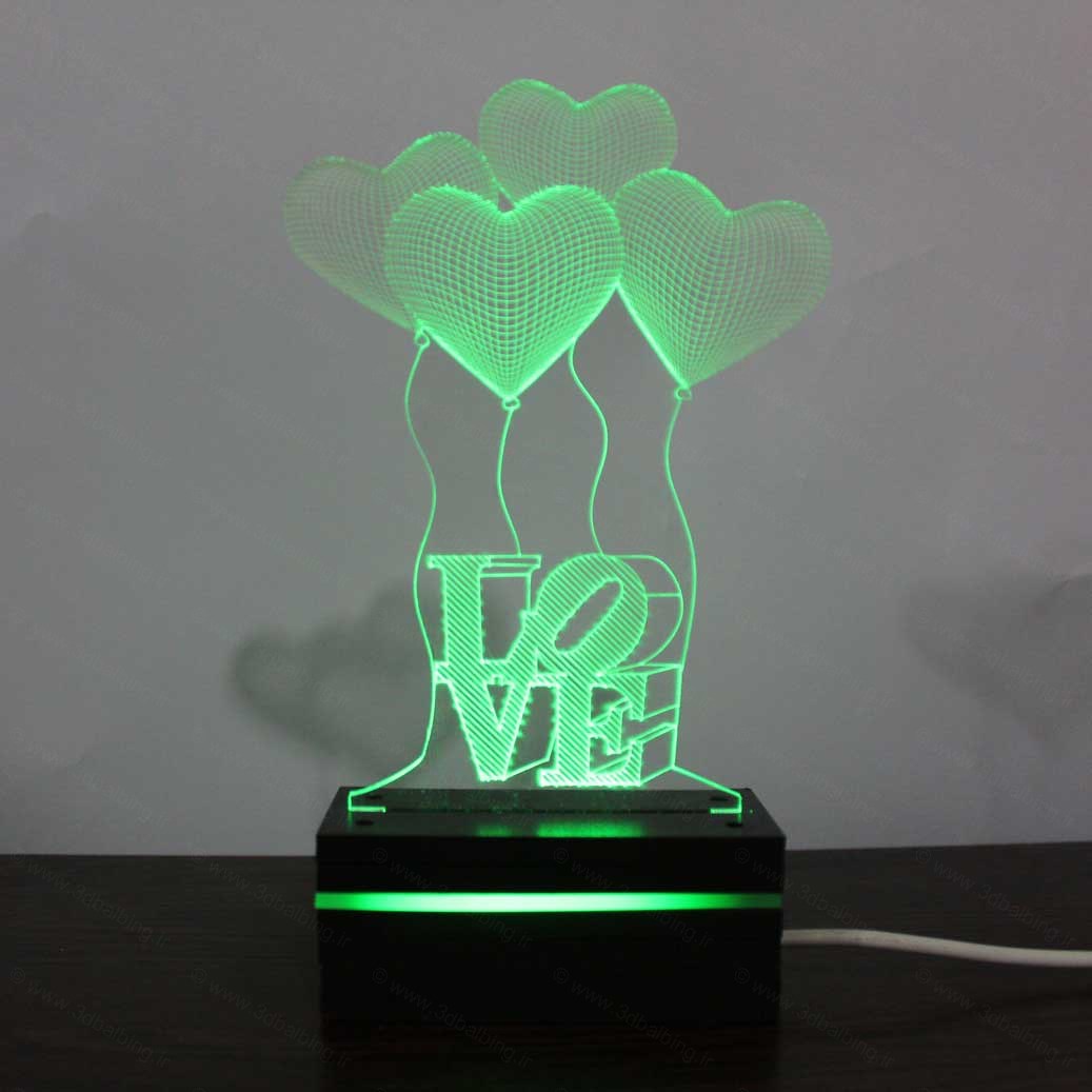 چراغ خواب سه بعدی قلب