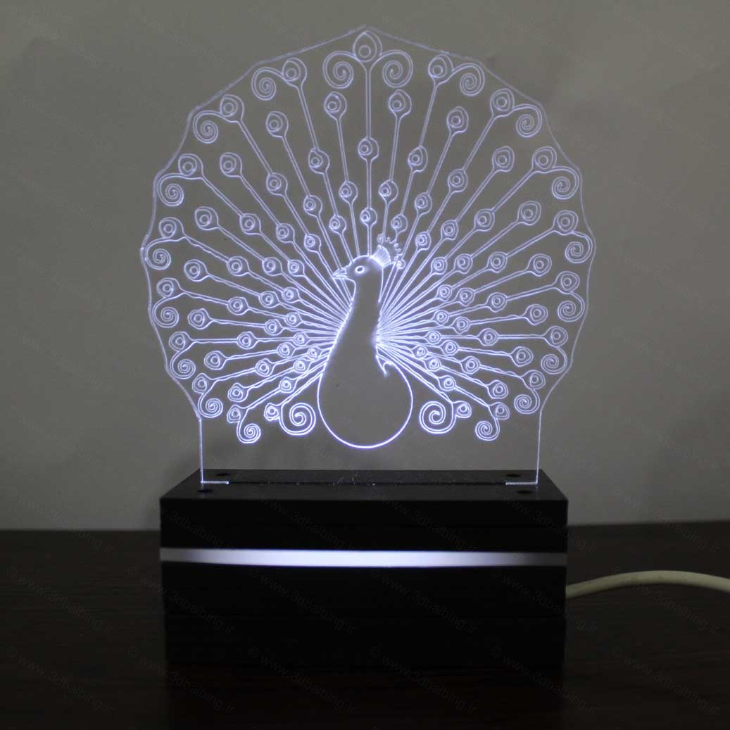 چراغ خواب سه بعدی طاووس - Image 2