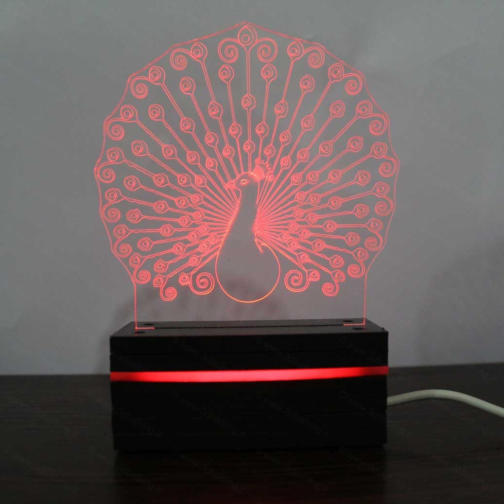 چراغ خواب سه بعدی طاووس - Image 3